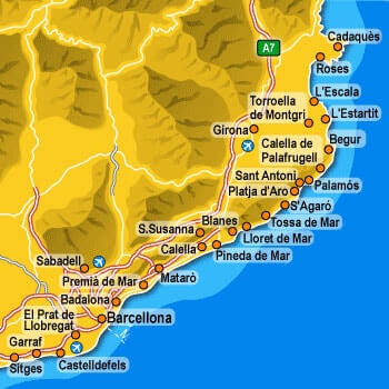 Map Costa Brava Espagne